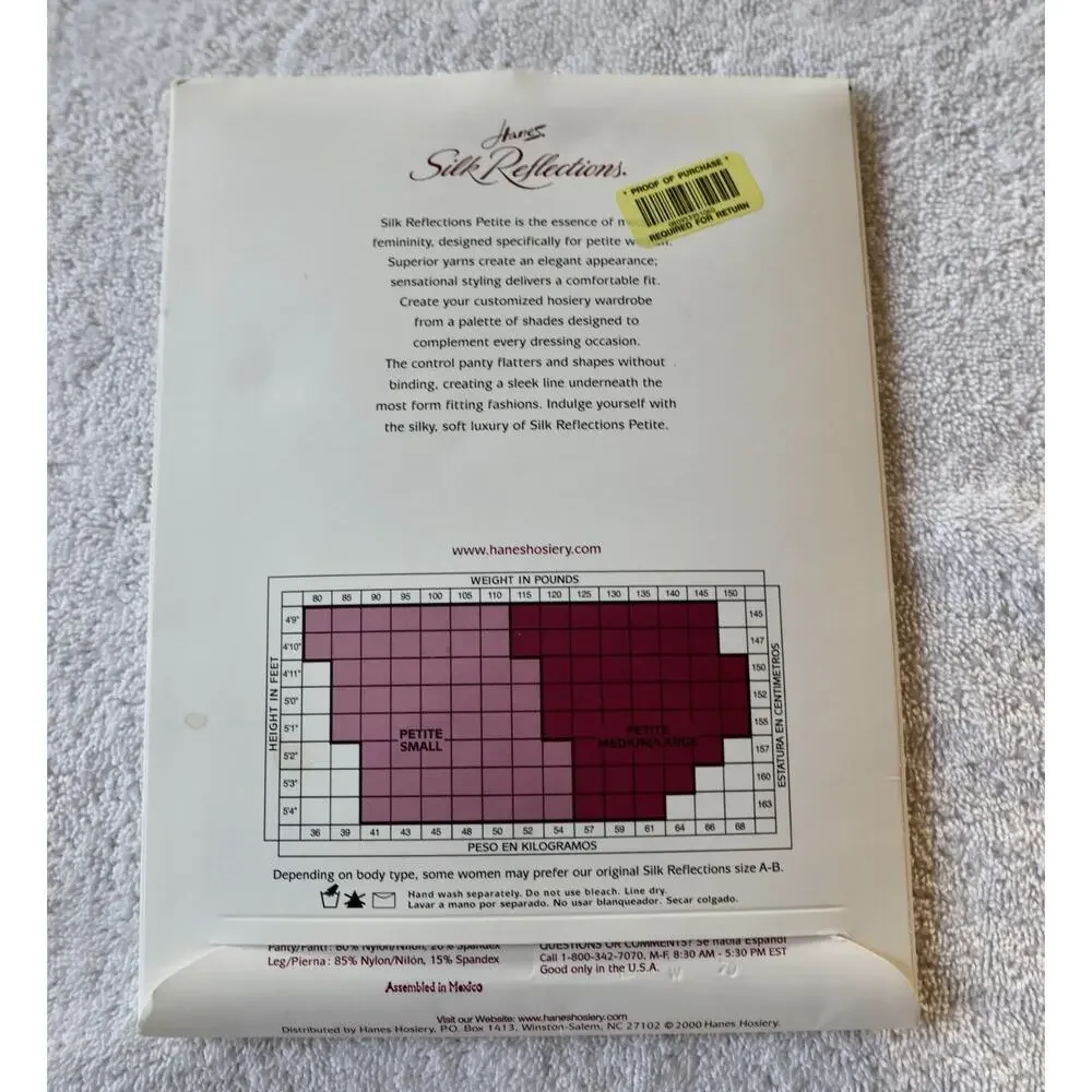 Hanes Silk Reflections Barely There Pantyhose Petite M/L Control Top Sheer